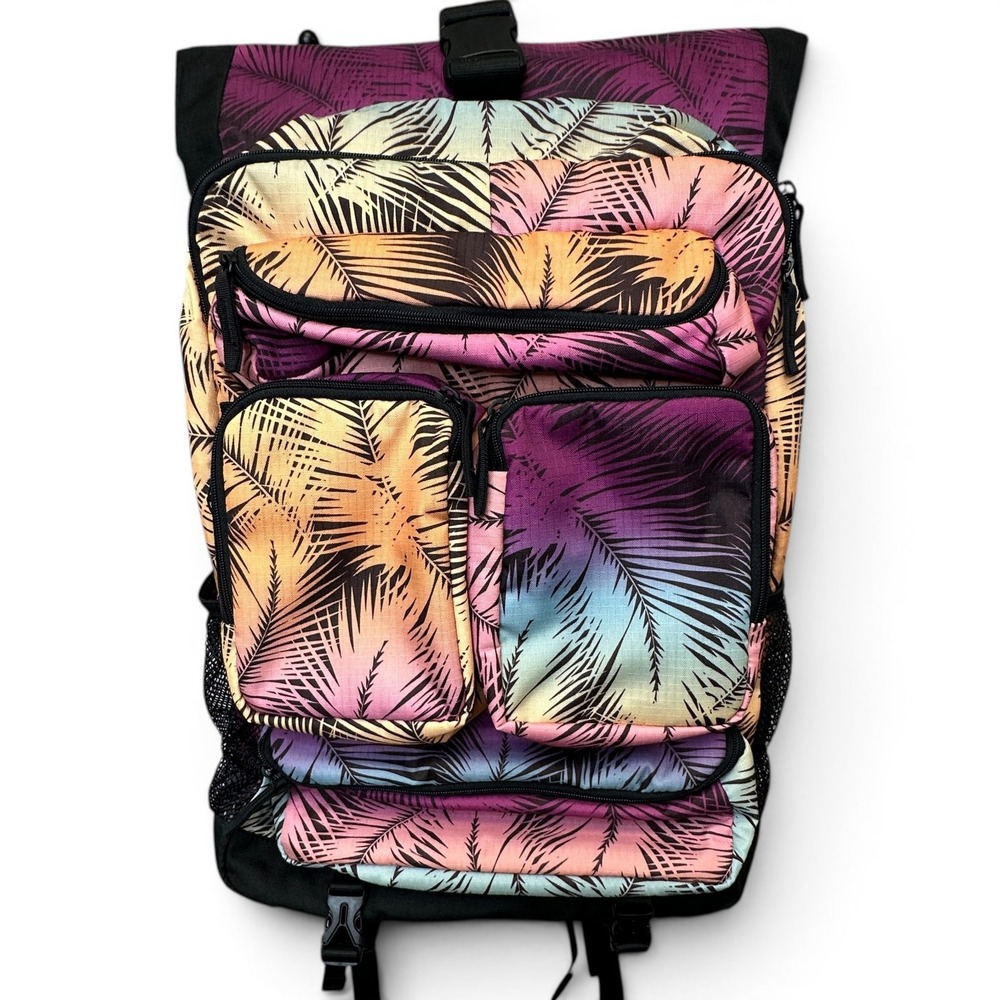 Ikea Kaseberga Backpack Large 20x15" Floral Roll Up Top Beach Surfing Hiking Bag
